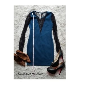 Gracie Turquoise lace long sleeve dress